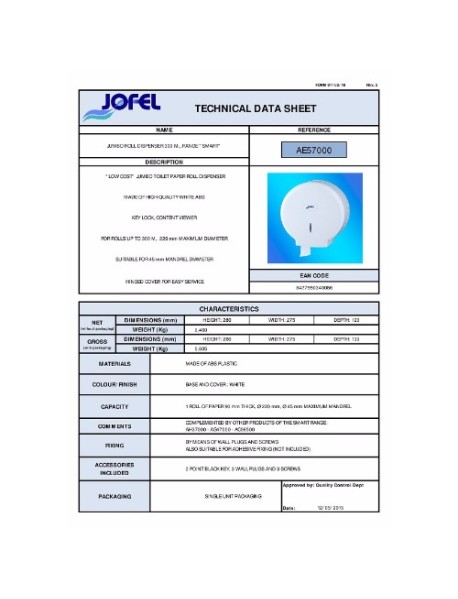 Dispenser hartie igenica - JOFEL