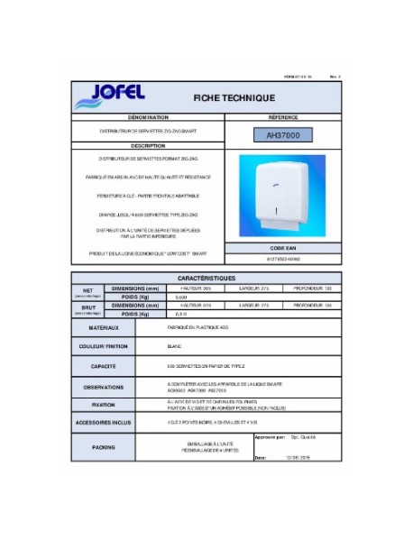 Dispenser prosoape hartie Z - JOFEL