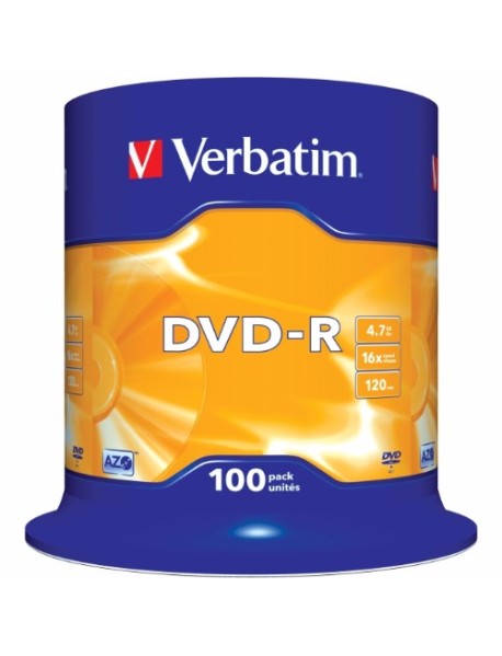 DVD-R Verbatim, 16x, 4.7 GB - Matt Silver, 100buc/bulk