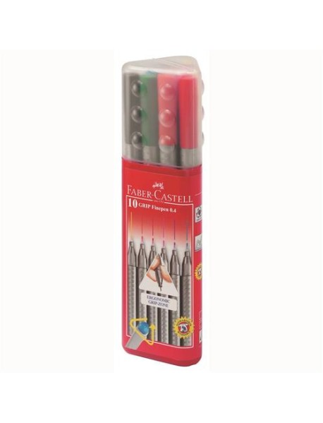 Liner FABER CASTELL Grip 0,4mm, set 10 culori