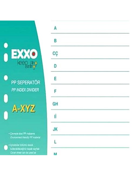 Separatoare plastic EXXO, A4, alfabetic de la A-Z