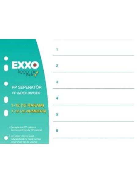 Separatoare plastic EXXO, A4, numere de la 1-12