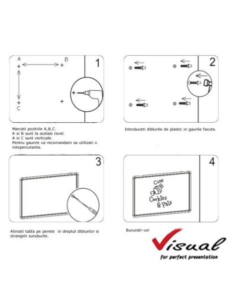 Tabla magnetica alba VISUAL - 45x60 cm