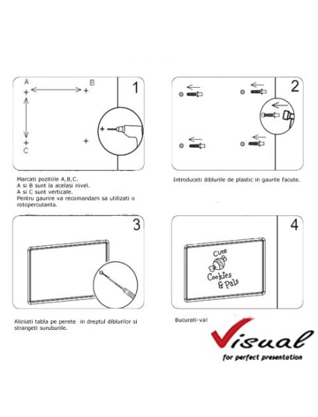 Tabla magnetica alba VISUAL - 45x60 cm